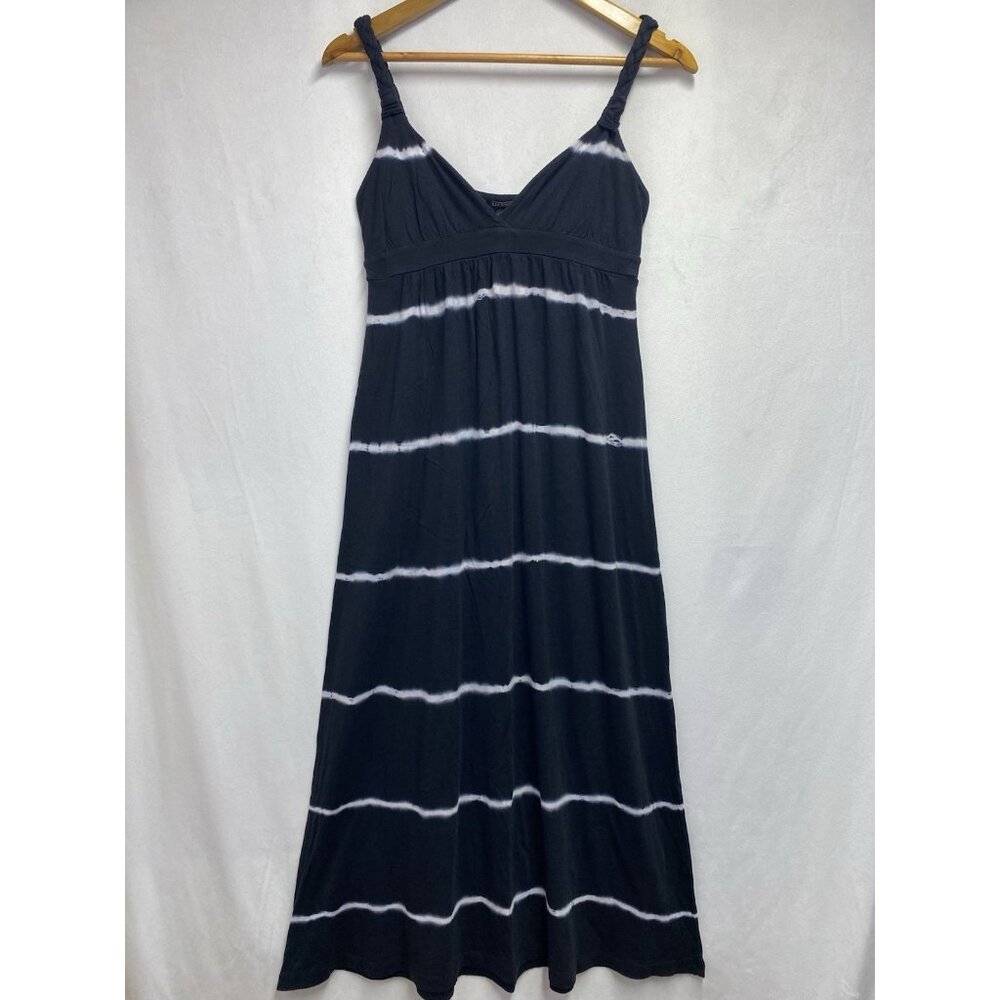 Lucky Brand V-Neck Braided Straps Maxi Dress Women Size XS Black-White Tie Dye